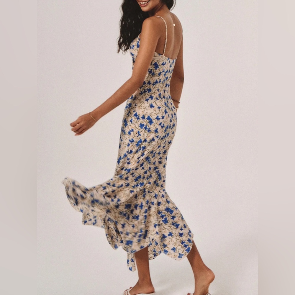 171 Floral Print Knotted Irregular Hem Long Dress - Picture 2 of 8